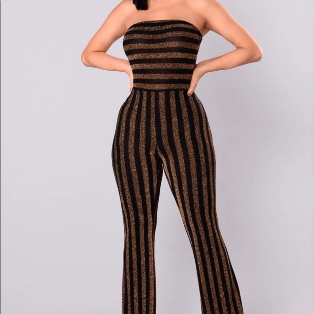 Striped Gold & Black Jumpsuit
